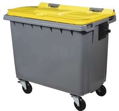 Image de CONTENEUR 4 ROUES 660 LT GRIS/JAUNE