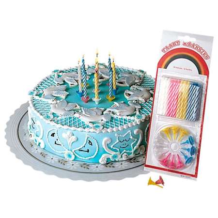 Image de BOUGIE D'ANNIVERSAIRE PAQ. DE 24 + 12 SUPPORTS