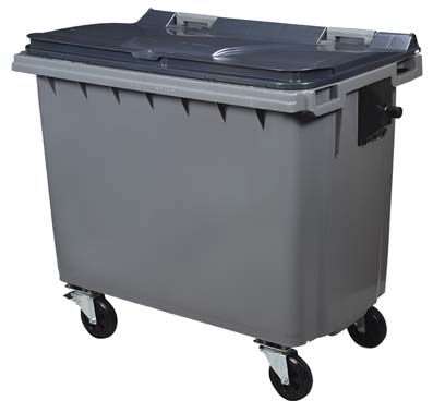 Image de CONTENEUR 4 ROUES 660 LT GRIS/GRIS SANS BARRE