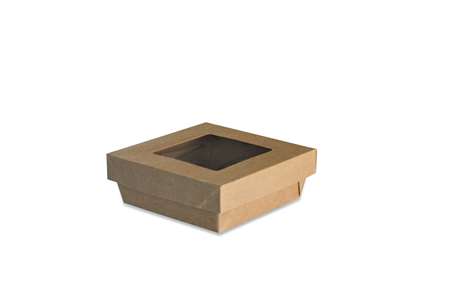 Image de BOITE SALADE COUV FENETRE KRAFT BRUN 140x140H50 - 10x50 P/C