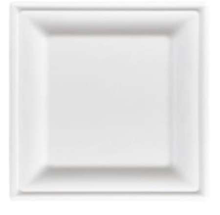 Image de ASSIETTE PULPE DE CANNE CARREE BLANCHE 20X20X1CM - C.500