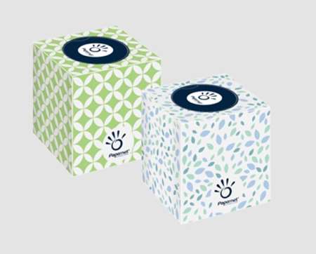 Image de BOITE CUBIQUE DE 88 MOUCHOIRS BLANCS 2 PLIS CART.16