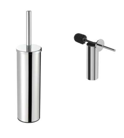 Image de PORTE BROSSE WC A POSER AVEC BROSSE NOIRE - NEMOX CHROME