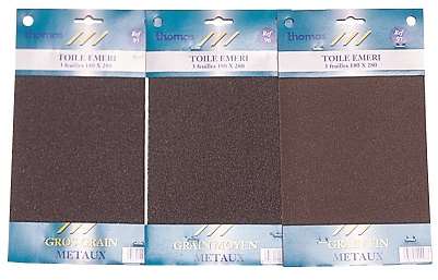 Image de TOILE EMERI GRAIN FIN 3 FEUILLES POLISSAGE METAUX 180X280MM