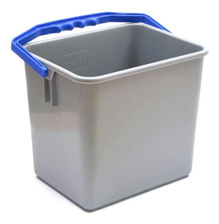 Image de SEAU POLYPROPYLENE 6L GRIS AVEC ANSE BLEUE ERGONOMIQUE