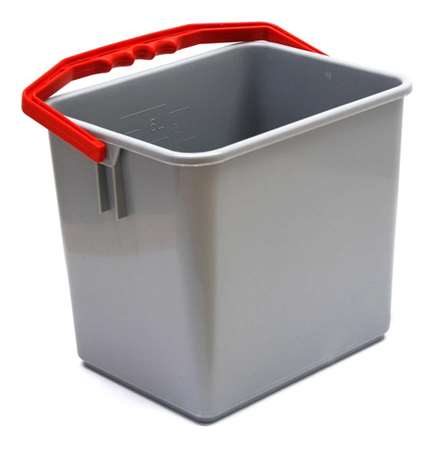 Image de SEAU POLYPROPYLENE 6L GRIS AVEC ANSE ROUGE ERGONOMIQUE