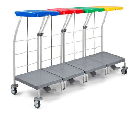 Image de CHARIOT DE RAMASSAGE LINGE 4 SUPPORTS AVEC PEDALE