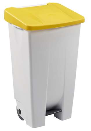Image de POUBELLE MOBILE A PEDALE 120L MOBILY BLANC/JAUNE