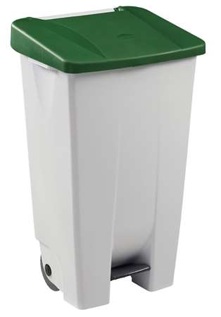 Image de POUBELLE MOBILE A PEDALE 120L MOBILY BLANC/VERT