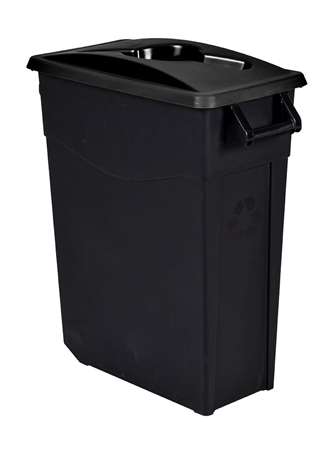 Image de POUBELLE DE TRI MOBILE 65L MOVATRI NOIR/NOIR COUV OUVERT