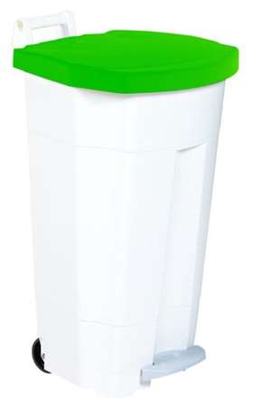 Image de POUBELLE A PEDALE 90L MOBILE BOOGY  BLANCHE  COUVERCLE VERT